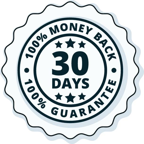 30-day money-back guarantee badge with stars on a white background