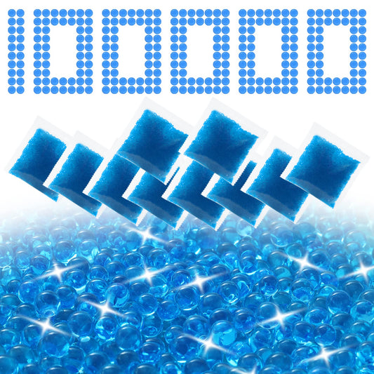 Blue gel beads and foam filters on a white background with '100% Pure' text.